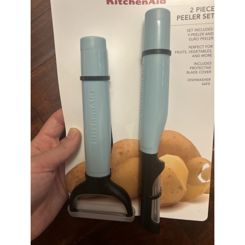 KitchenAid 2 Piece Peeler Set Y Peeler & Euro Peeler Aqua NEW